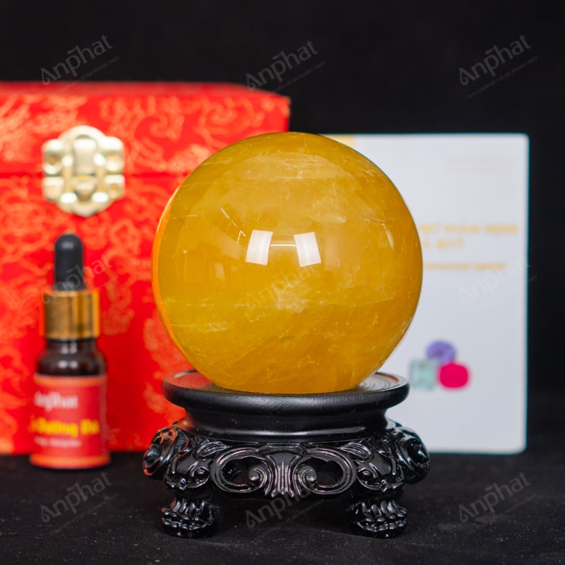 Quả Cầu Thạch Anh Vàng 4A Có Sao 0,8kg 012-0914A-0,8