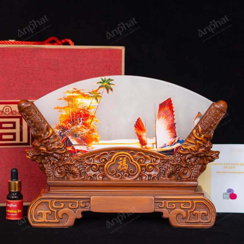 Quạt Thuận Buồm Xuôi Gió Ngọc Onyx Trắng 30cm 134-053T13-30