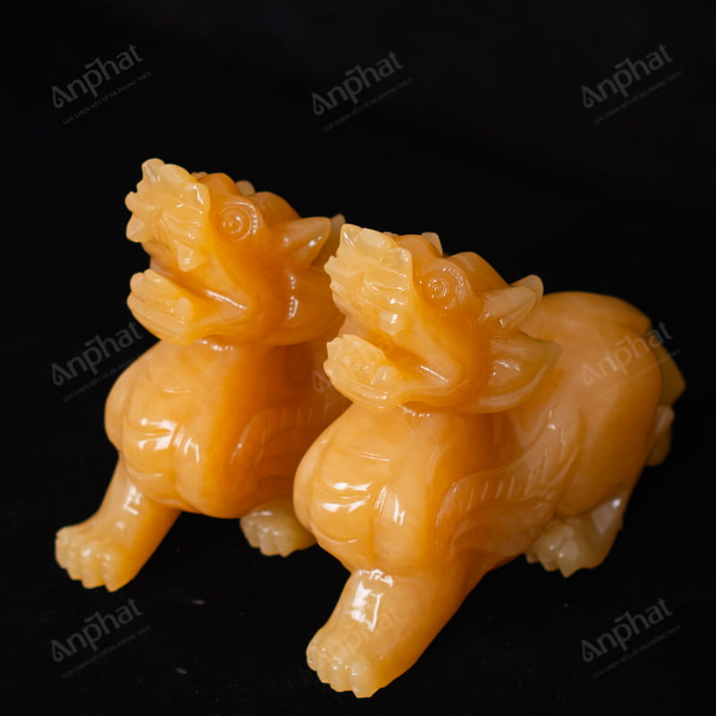 Cặp Tỳ Hưu Ngọc Hoàng Long Vàng 2A 20cm 047-0492A-20