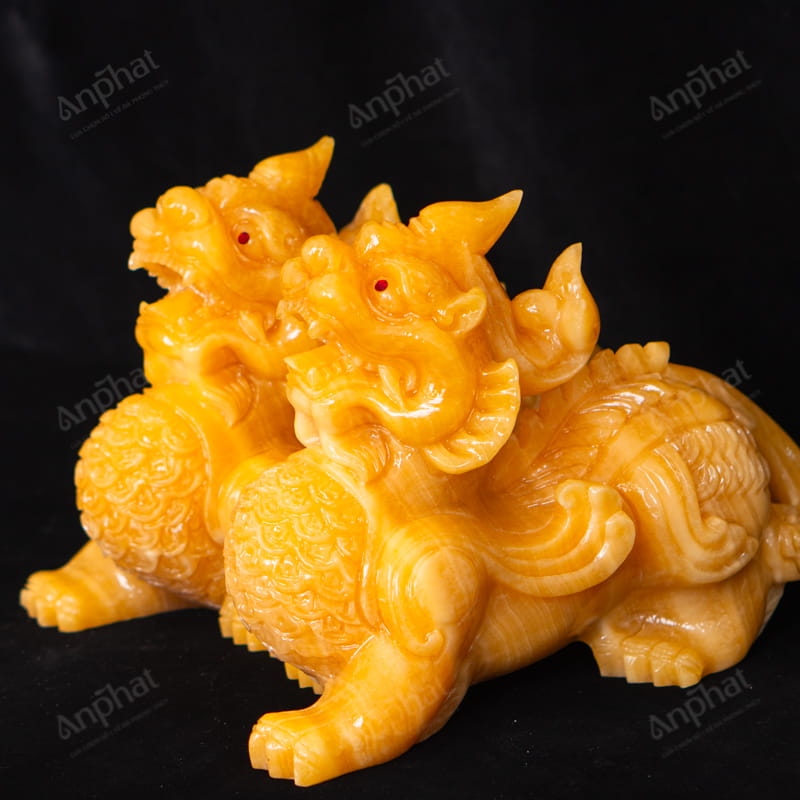 Cặp Tỳ Hưu Ngọc Hoàng Long Vàng Cánh Tiên 25cm 047-049CT-25