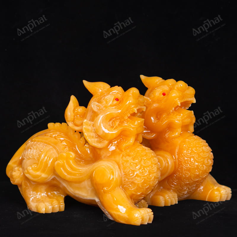 Cặp Tỳ Hưu Ngọc Hoàng Long Vàng Cánh Tiên 30cm 047-049CT-30