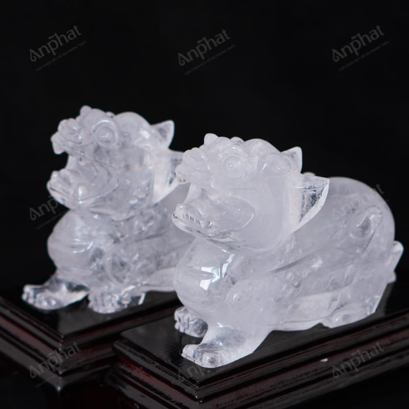 Cặp Tỳ Hưu Thạch Anh Trắng 15cm 047-089D09-15