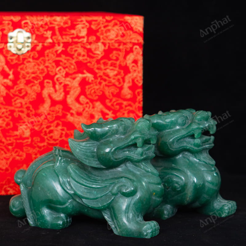 Cặp Tỳ Hưu Thạch Anh Xanh 2A 20cm 047-0932A-20