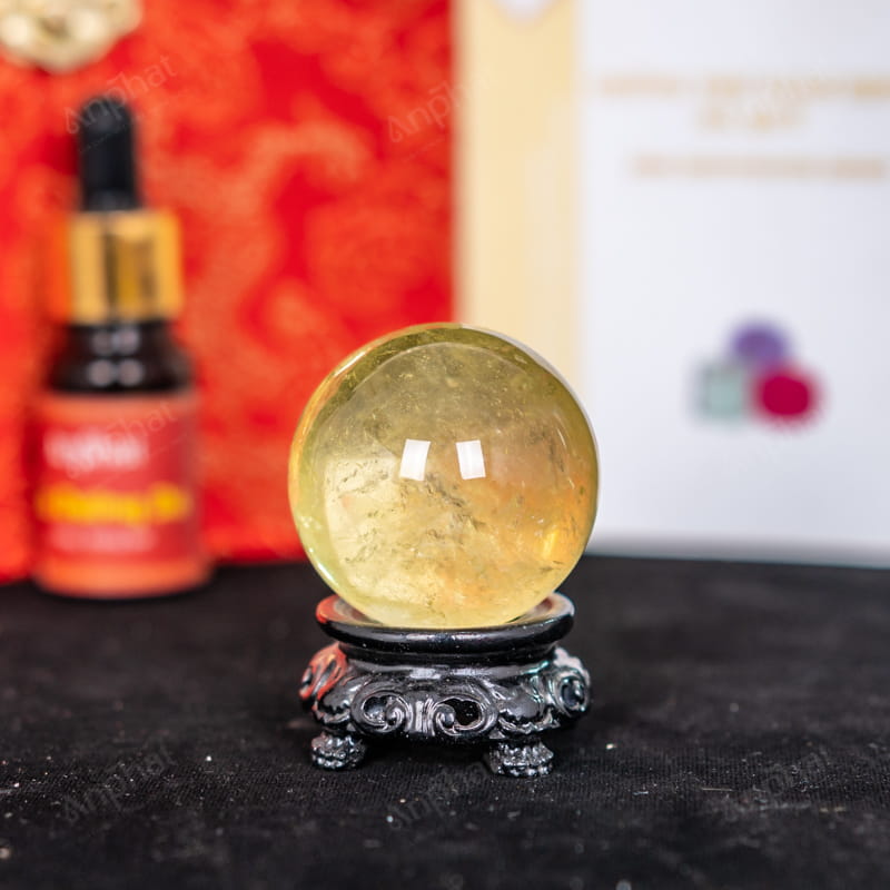 Quả Cầu Thạch Anh Vàng 8A 0,09kg 011-0918A-0,09