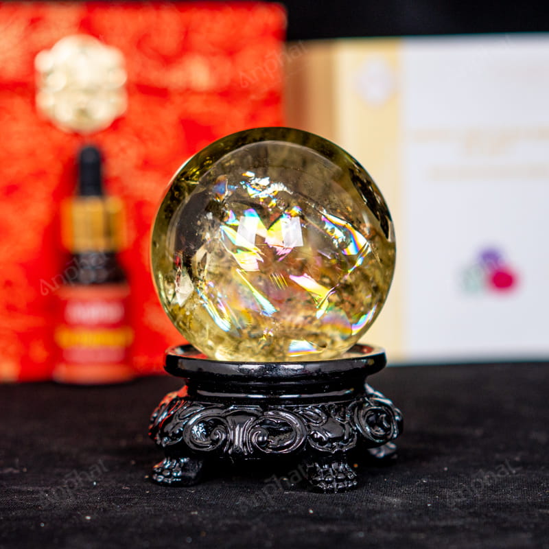 Quả Cầu Thạch Anh Vàng 8A 0,37kg 011-0918A-0,37