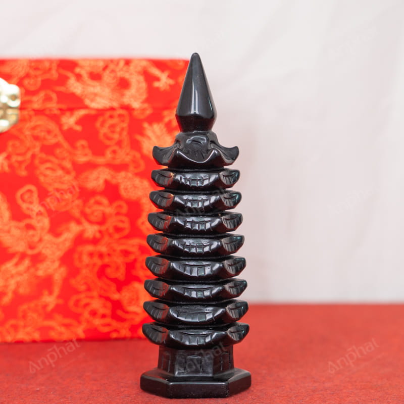 Tháp Văn Xương Obsidian Đen 1A 0,38kg 024-0641A-0,38