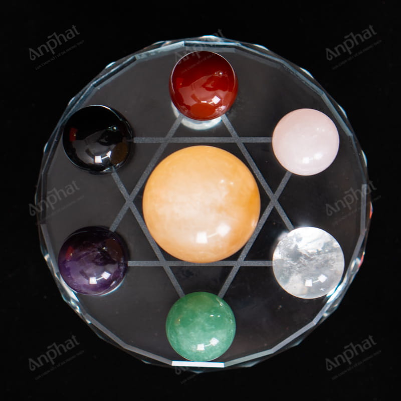 Bộ Thất Tinh Trận Đồ Thạch Anh Ngũ Sắc 1A 10cm 128-0781A-10