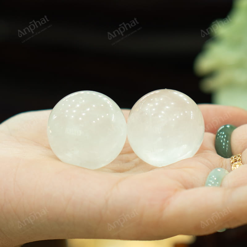 Cặp Bi Lăn Tay Canxit Trắng 3cm 014-006S1-3