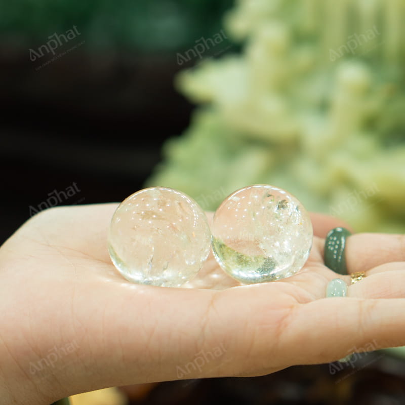 Cặp Bi Lăn Tay Thạch Anh Trắng 3cm 014-089S1-3