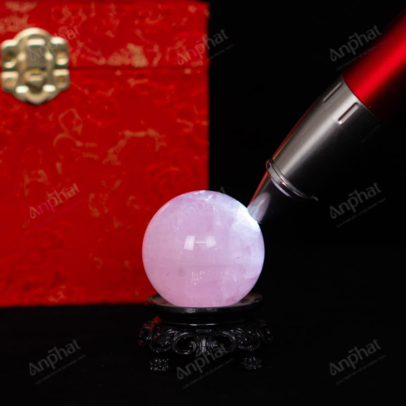 Quả Cầu Thạch Anh Hồng 9A Có Sao 0,12kg 012-0769A-0,12