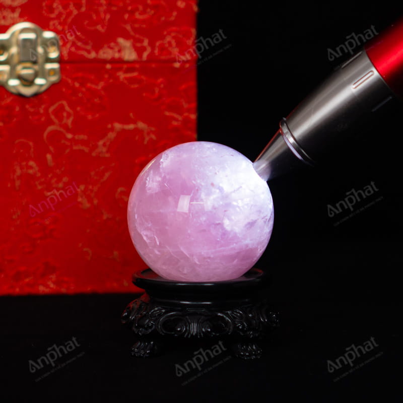 Quả Cầu Thạch Anh Hồng 9A Có Sao 0,21kg 012-0769A-0,21
