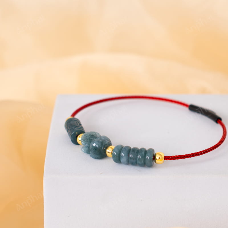 Vòng Tay Dây Cáp Đồng Điếu Lam Ngọc Lu Thống Khắc Tỳ Hưu 113-119V15-AP