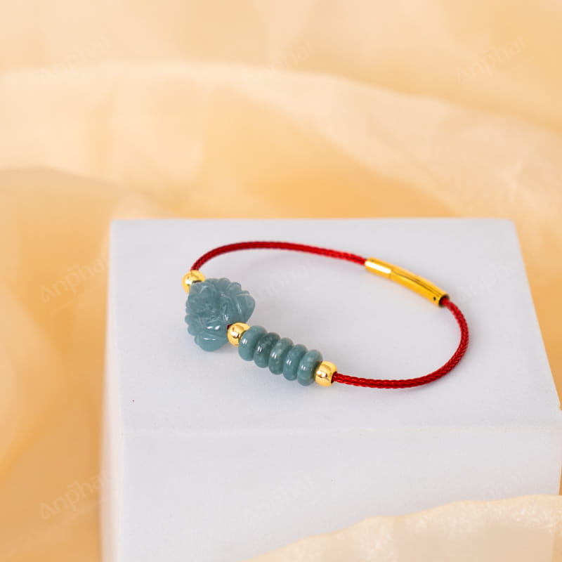 Vòng Tay Dây Cáp Đồng Điếu Lam Ngọc Mix Hồ Ly 113-119V02-AP