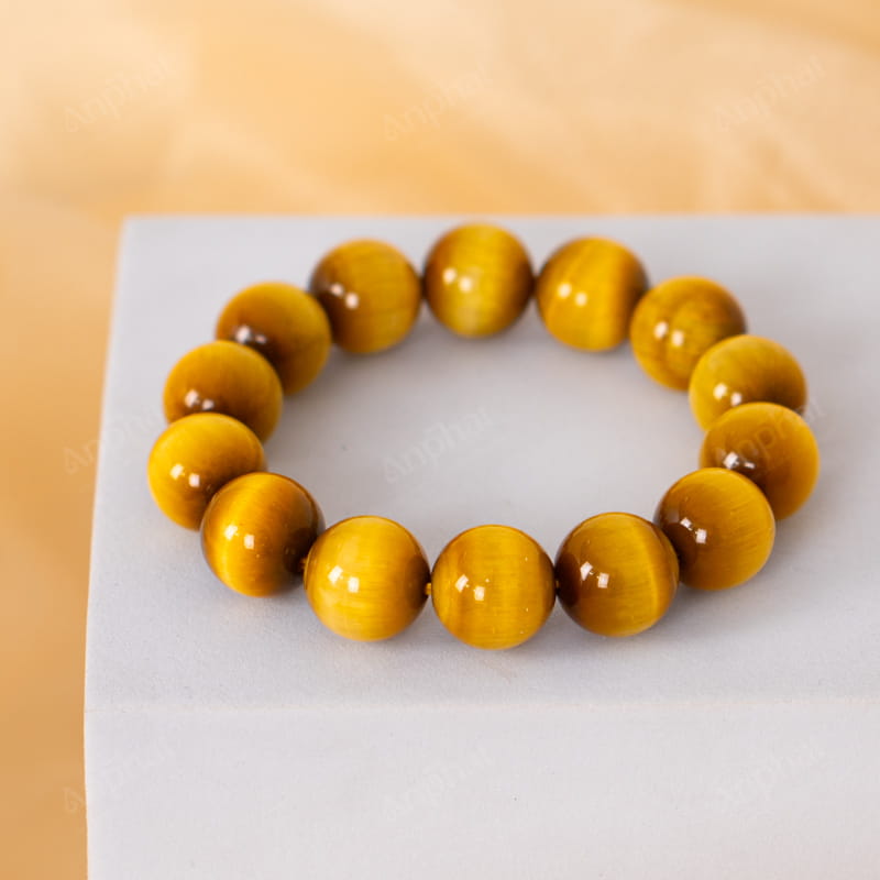 Vòng Tay Thạch Anh Mắt Hổ Vàng Sáng 2A 14 Ly 079-0422A-14