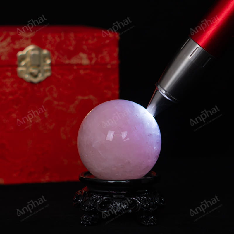 Quả Cầu Thạch Anh Hồng 5A Có Sao 0,29kg 012-0765A-0,29