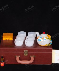 Bộ Ấm Chén Ngọc Onyx Trắng Rồng Phú Quý 071-053T31-KK
