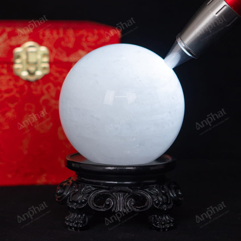 Quả Cầu Thạch Anh Trắng Dừa 2A 0,87kg 011-0882A-0,87