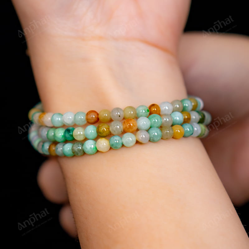 Vòng Tay Ngọc Jade Đa Bảo 2A Cuốn 3 Vòng 5 Ly 080-1472A-5