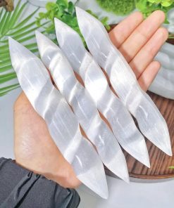 Đá Thanh Tẩy Selenite Hình Xoắn Ốc Nhọn 2 Đầu 15cm 155-178T36-15